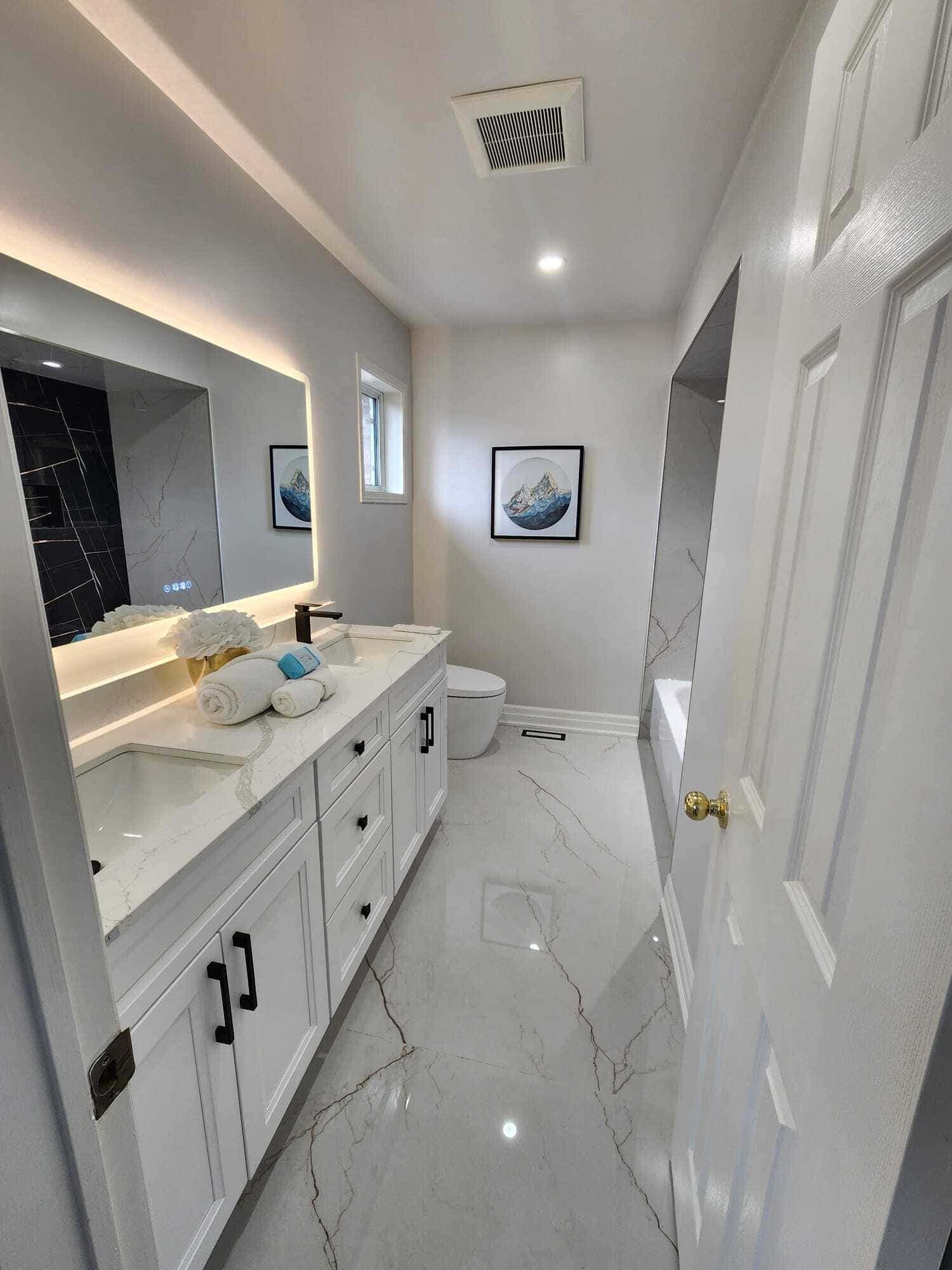 Luxury bathroom tile installation